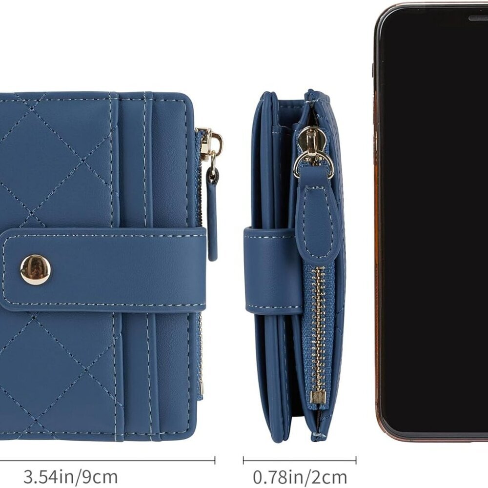 Women's Cute Leather Card Holder Small Compact Bifold Wallet with Zip Coin Pocke - Picture 6 of 6